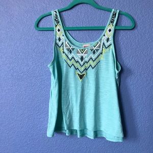 Mossimo tribal print mint crop tank top